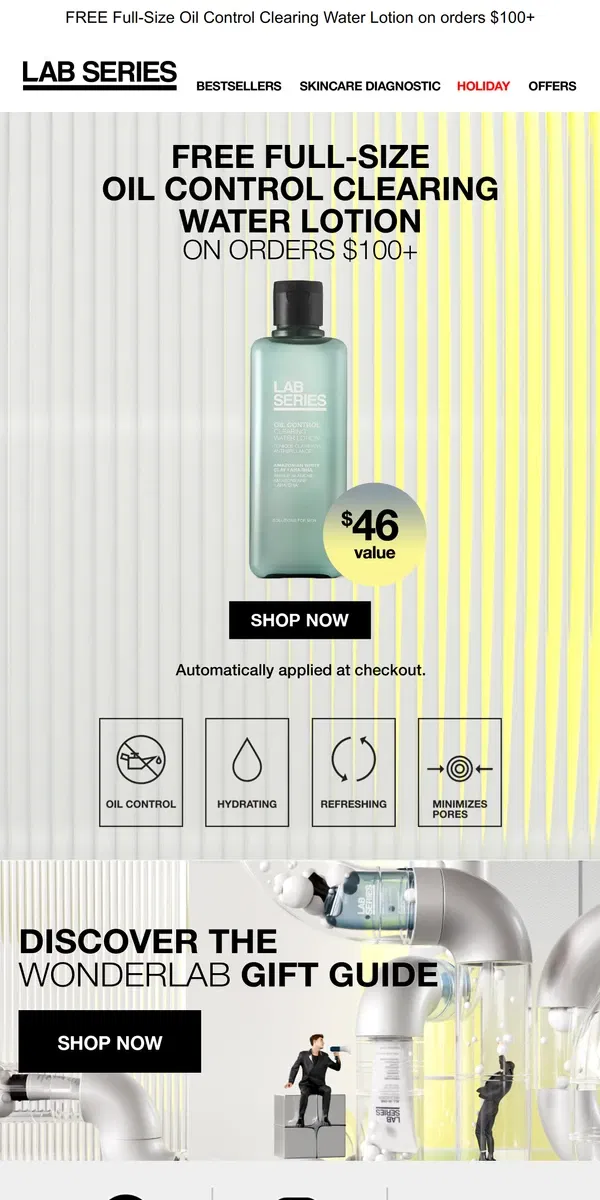 Email from Lab Series. FREE Full-Size Oil Control Clearing Water Lotion!