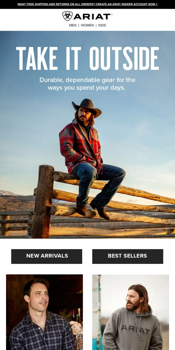 Email from Ariat. Gear Up for Life’s Adventures­