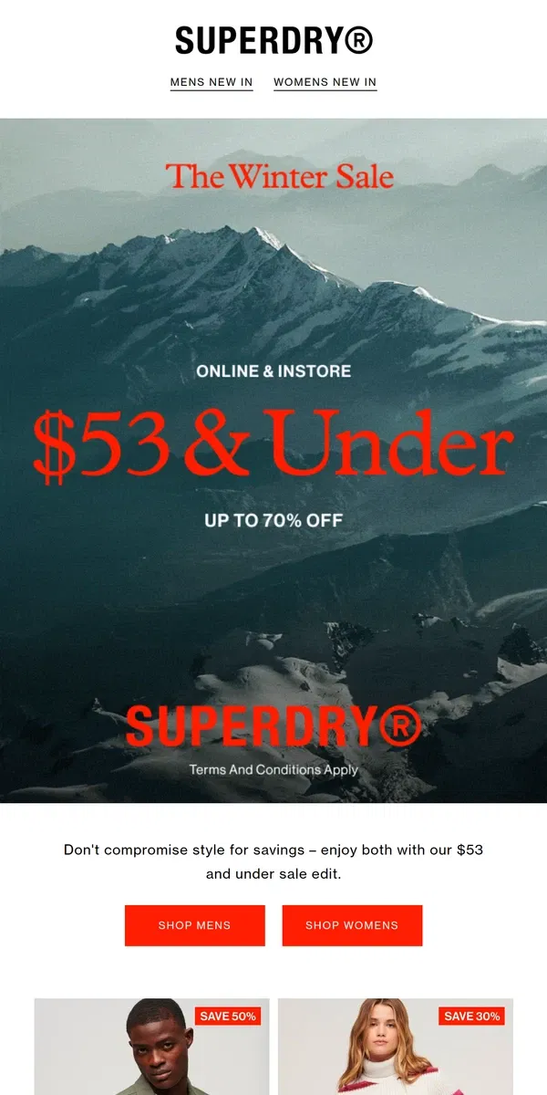 Email from Superdry. $53 And Under | Style For Less