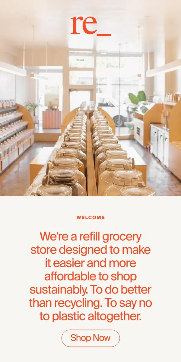 Email from re_ grocery. Welcome to re_