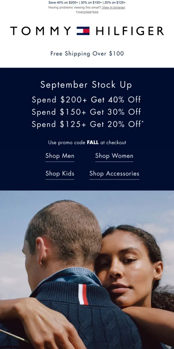 Email from Tommy Hilfiger. Fall is in full swing—dress the part