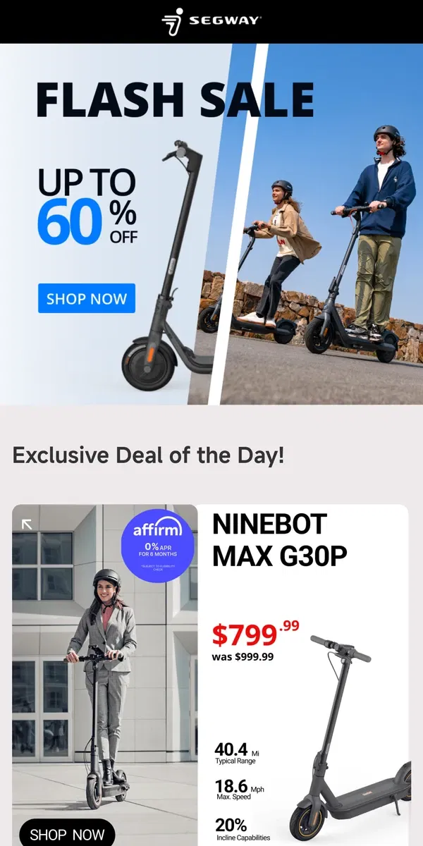 Email from Segway. 🌟 Up to 60% OFF Flash Sale.