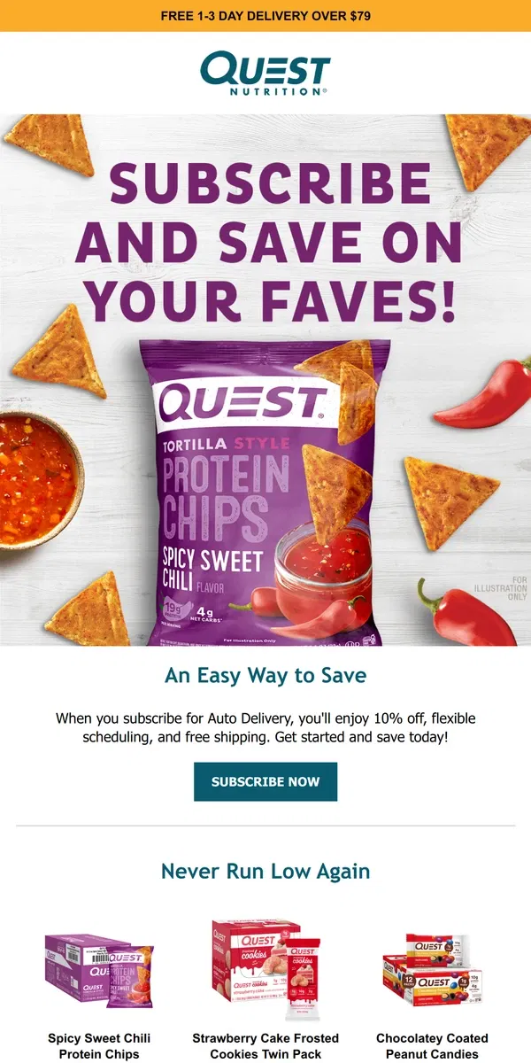 Email from Quest Nutrition. Looking to Save 10% on Every Order?