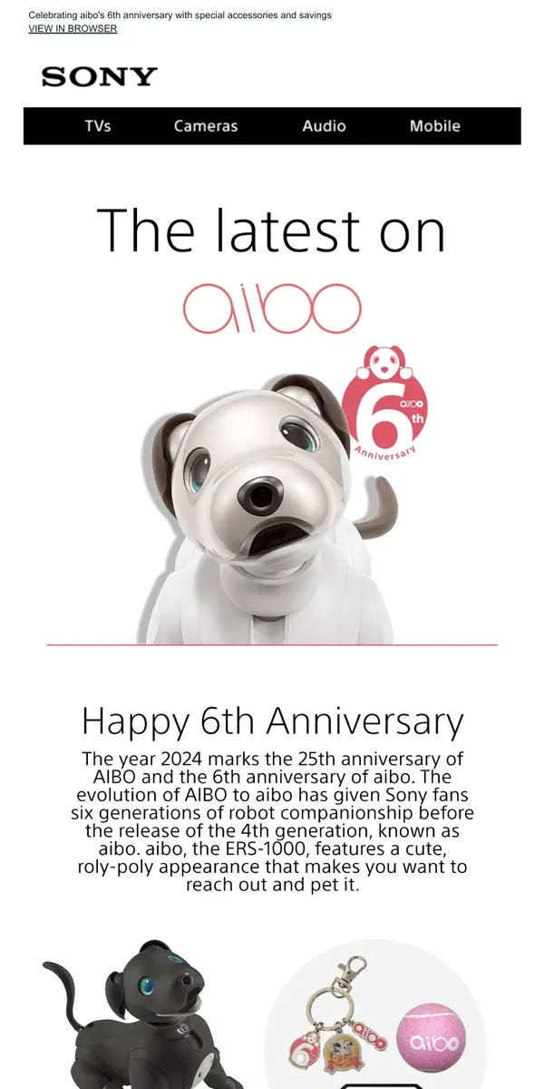 Email from Sony. From AIBO To aibo | Catch Up On The Latest