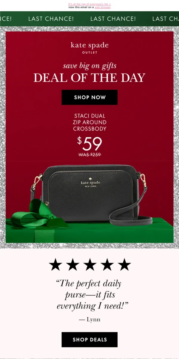 Email from Kate Spade. Final call! The $59 crossbody you were looking for