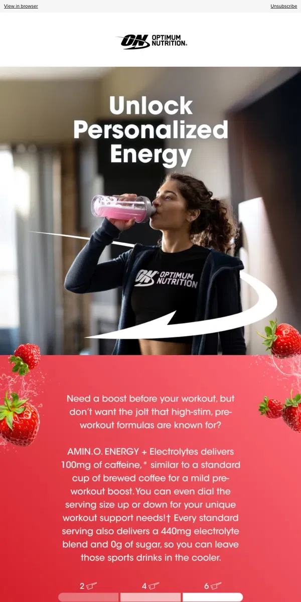 Email from Optimum Nutrition. Ready to Unlock Personalized Energy? 🔐⛓️💥