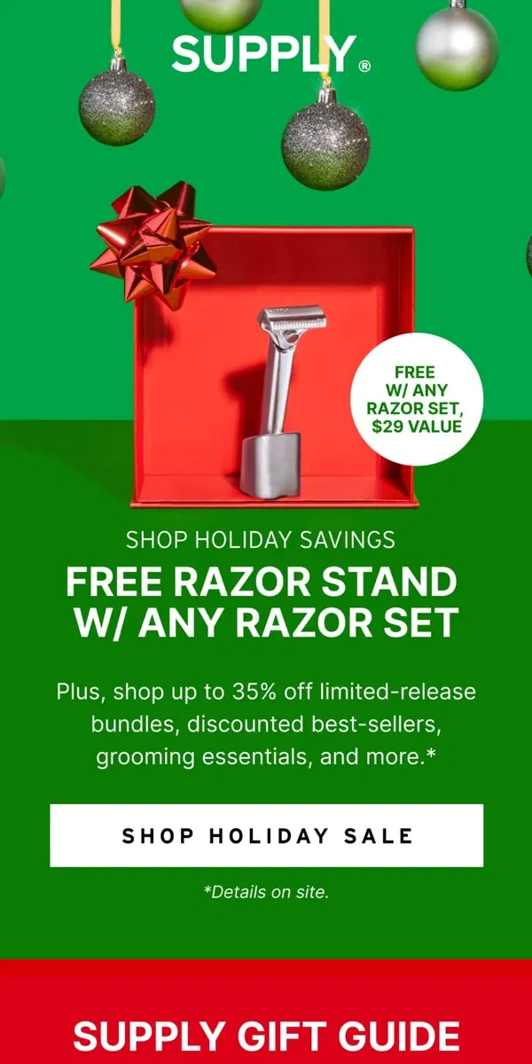 Email from Supply. Want a FREE Razor Stand? 👀