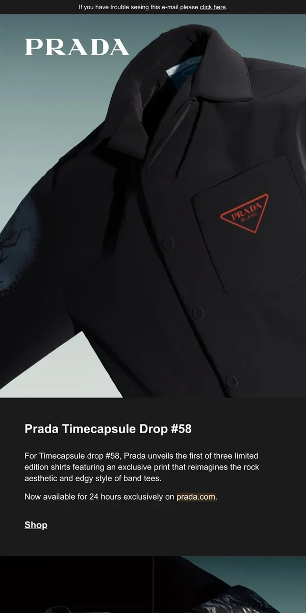 Email from Prada. Now Live: Prada Timecapsule Drop #58