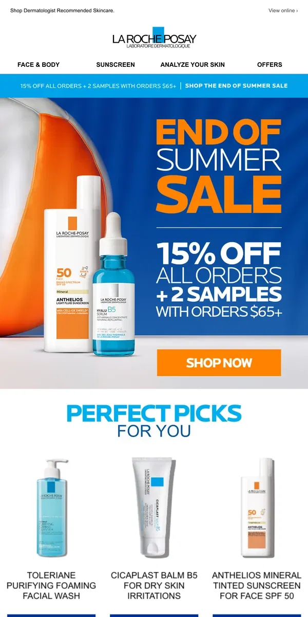 Email from La Roche-Posay. Don't Miss Out | End of Summer Sale!