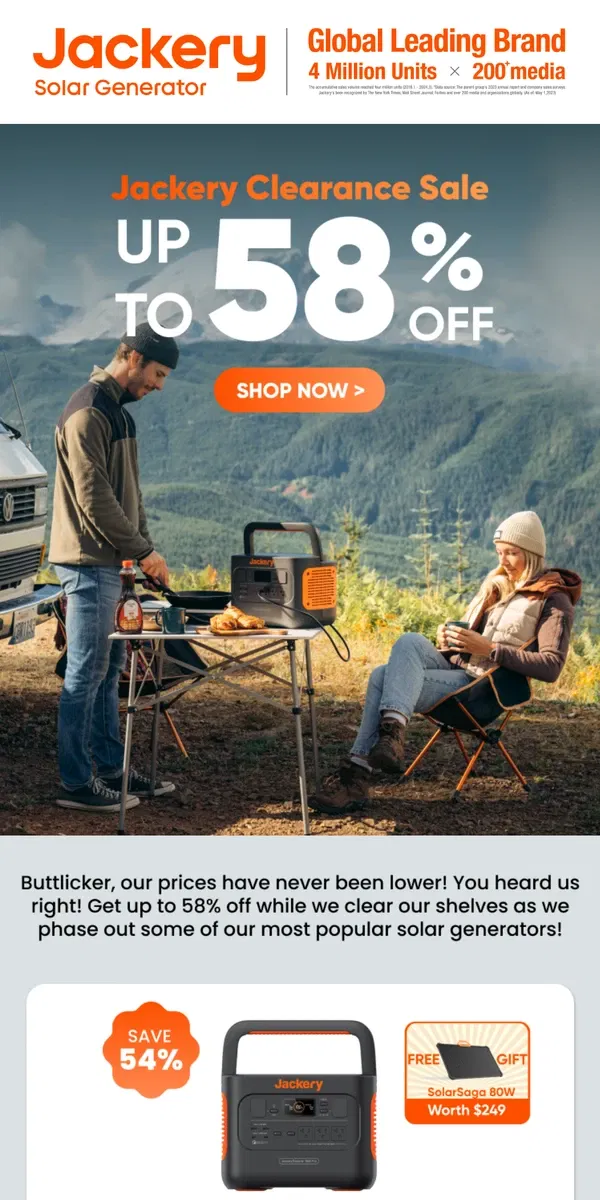 Email from Jackery. 📣Jackery Clearance Sale! Up to 58% Off!