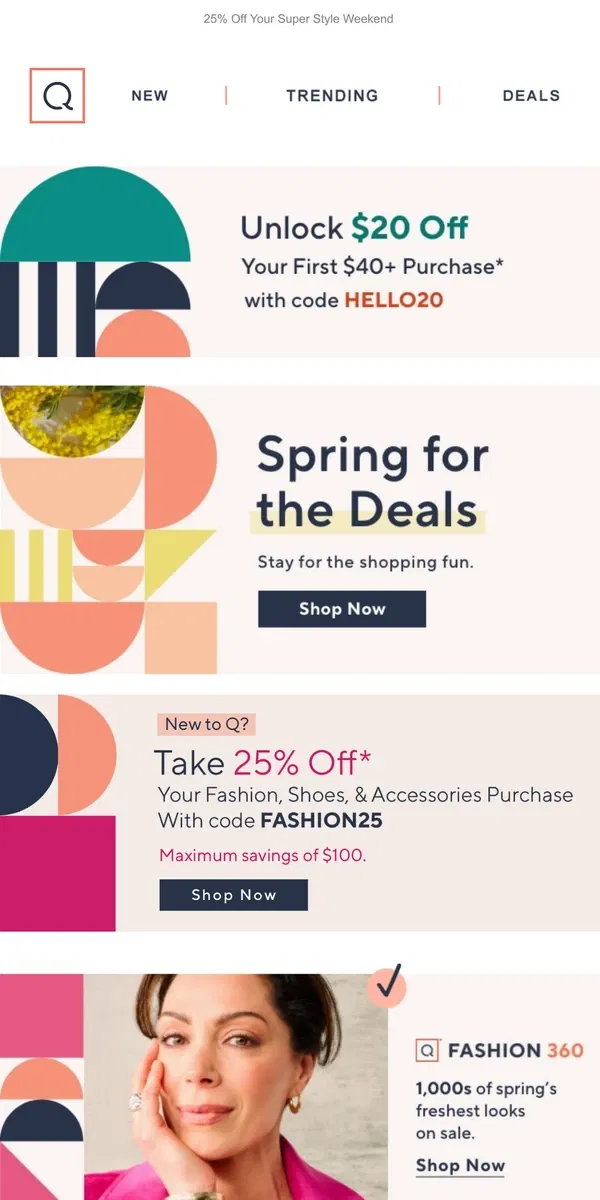 Email from QVC. Get More Spring for Your Buck