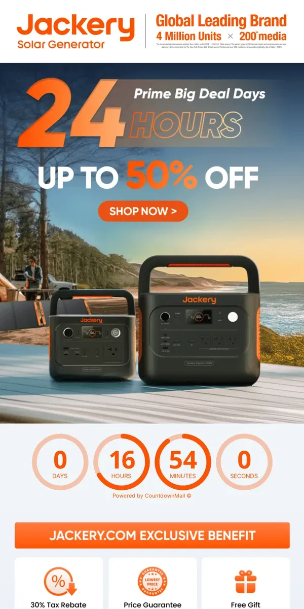 Email from Jackery. ⏰24 Hours Last Call | Up to 50% Off!