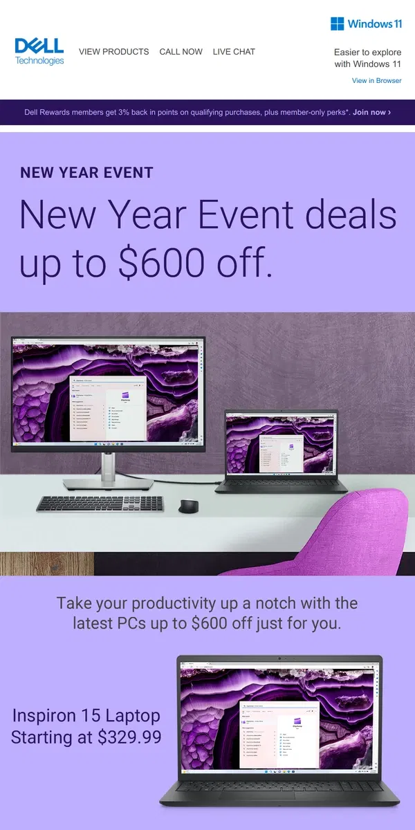 Email from Dell. New Year Event | Savings for you.