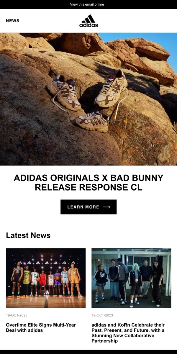 Email from Adidas. adidas Originals x Bad Bunny Release Response CL