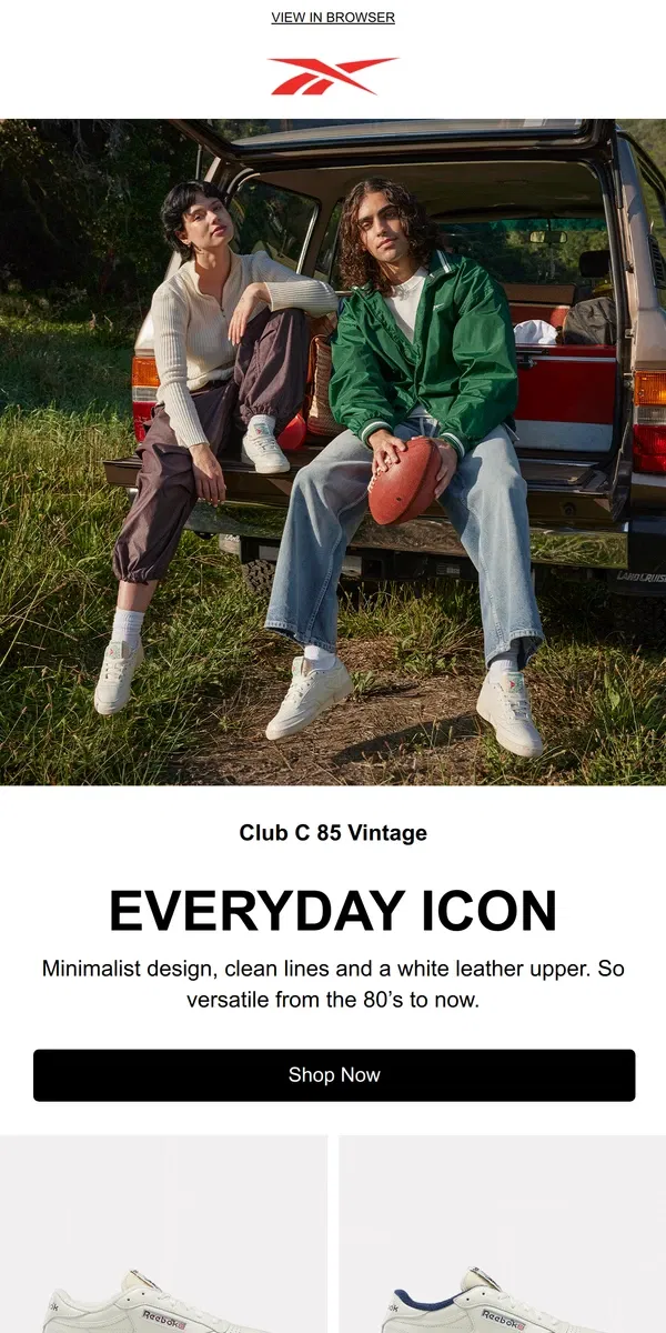 Email from Reebok. Club C 85 Vintage