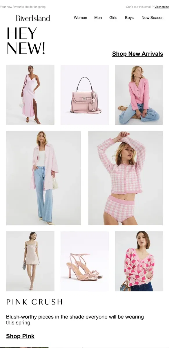 Email from River Island. Think pink