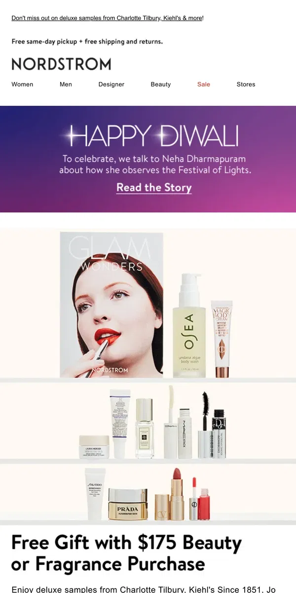 Email from Nordstrom. A FREE gift with your $175 purchase