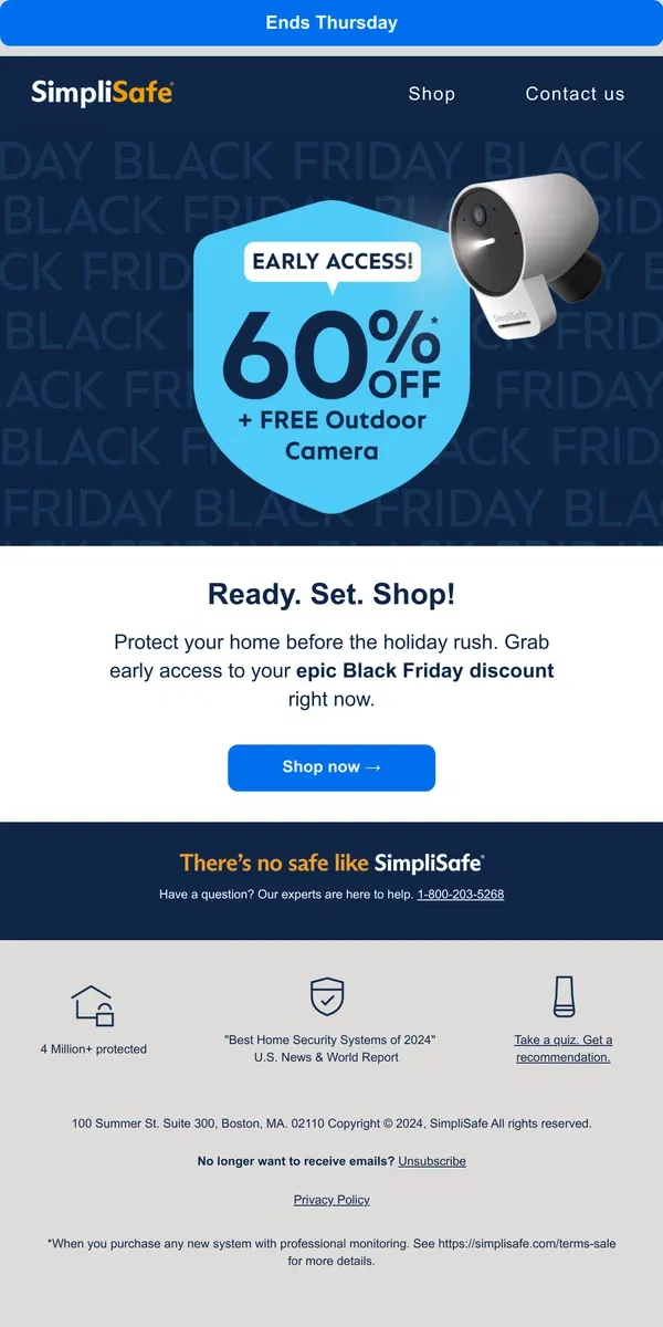 Email from SimpliSafe. You're in: Black Friday Early Access starts now