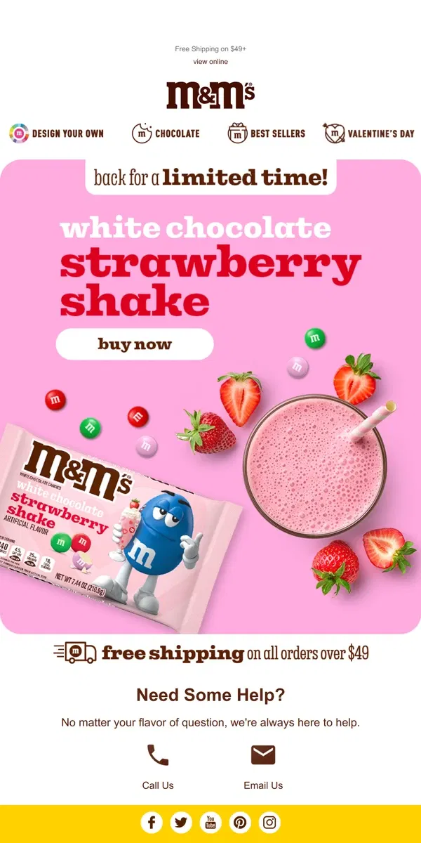 Email from M&M's. This Berry Sweet Flavor is Back!