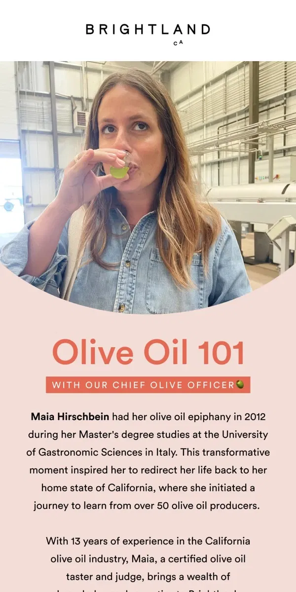 Email from Brightland. Ask An Olive Oil Expert 🫒