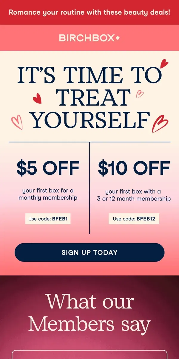 Email from Birchbox. Save BIG on your membership ❣️