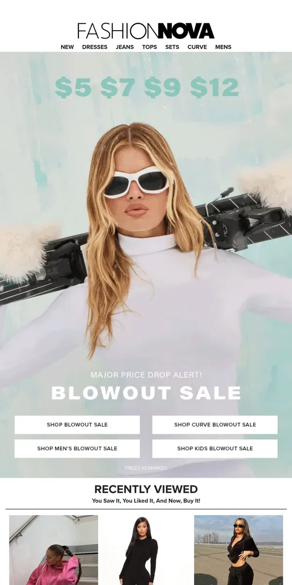 Email from Fashion Nova. Major BLOWOUT Sale🤑