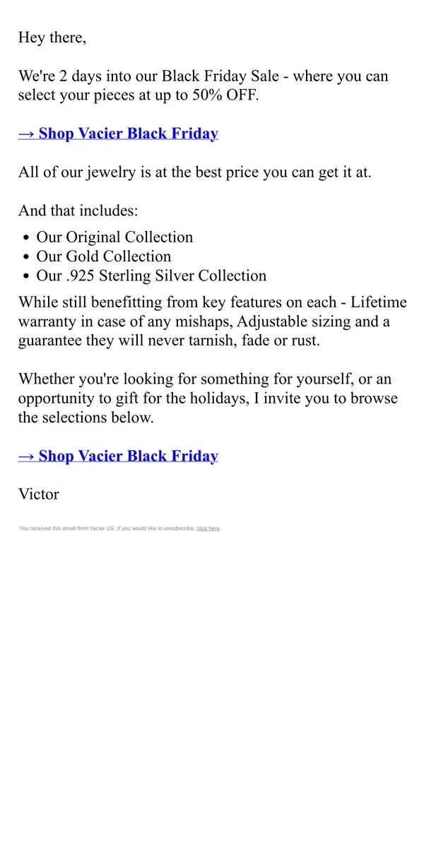 Email from Vacier. So, You Might Like This