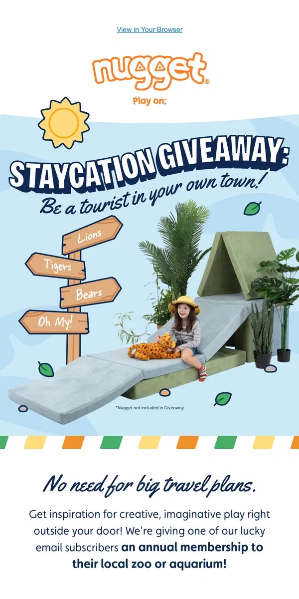 Email from Nugget. Spring Break staycation giveaway