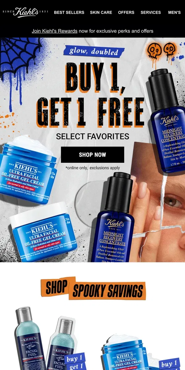 Email from Kiehl's. ✨ Double the Glow, Zero Tricks! Kiehl's Buy 1, Get 1 Free Sale Starts Now! ✨