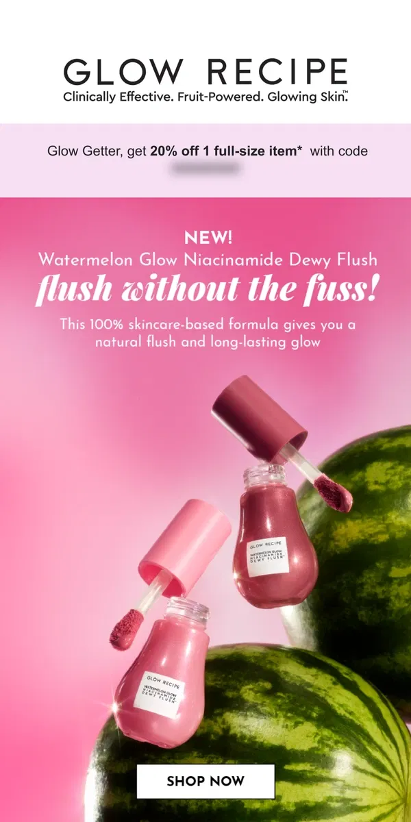 Email from Glow Recipe. Flush without the fuss!