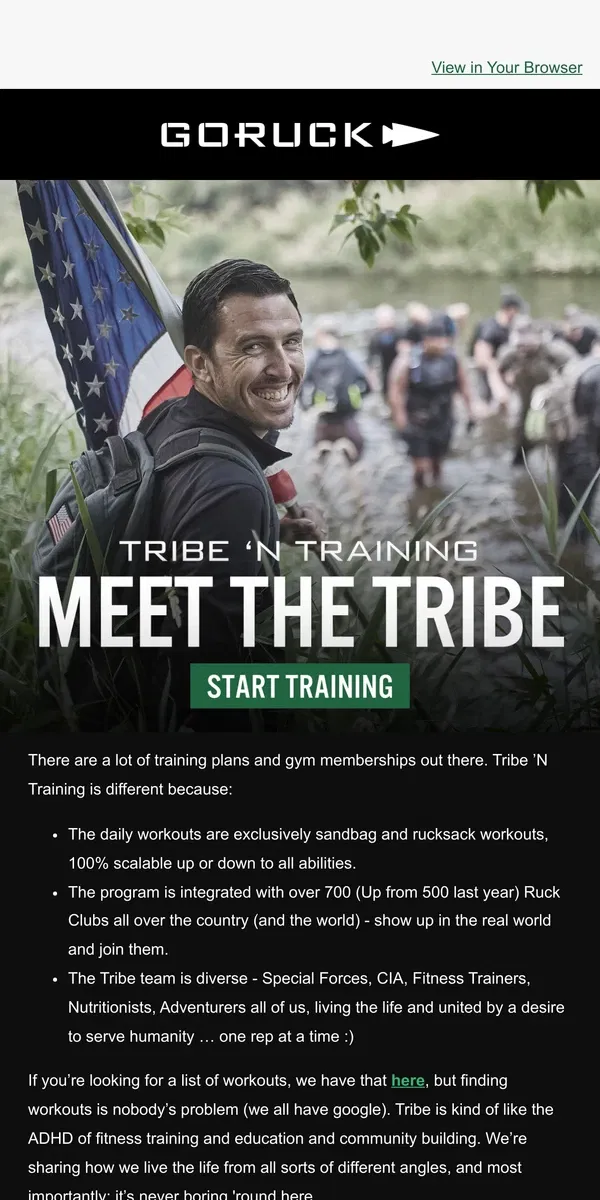 Email from GORUCK. This Is Our Tribe