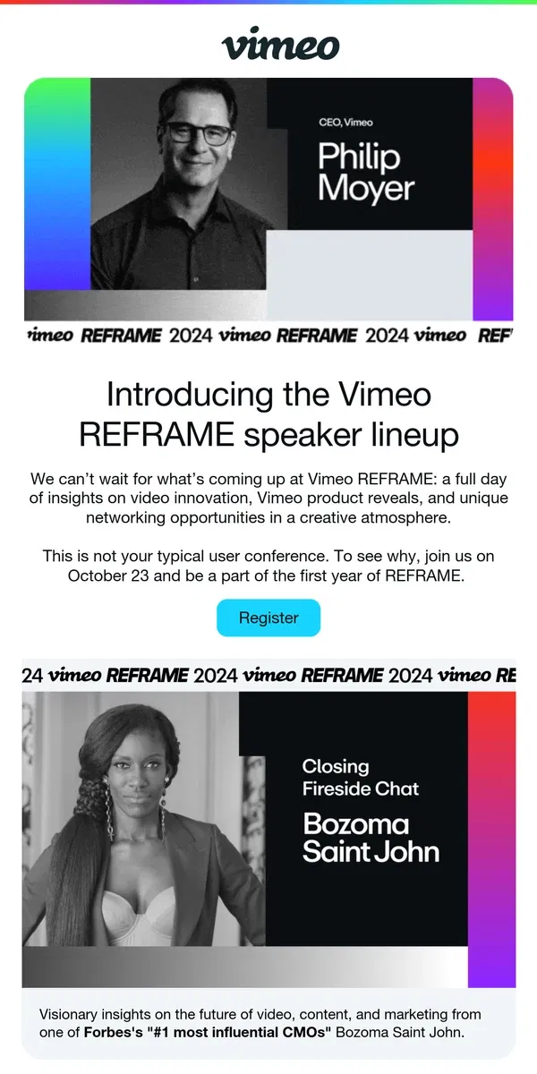 Email from Vimeo. [Don’t miss it] New speakers announced!