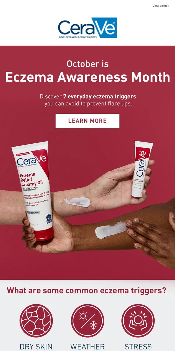 Email from CeraVe. Learn 7 Everyday Eczema Triggers & Tips