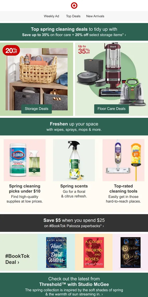 Email from Target. Save on spring cleaning must-haves 🧹🌸