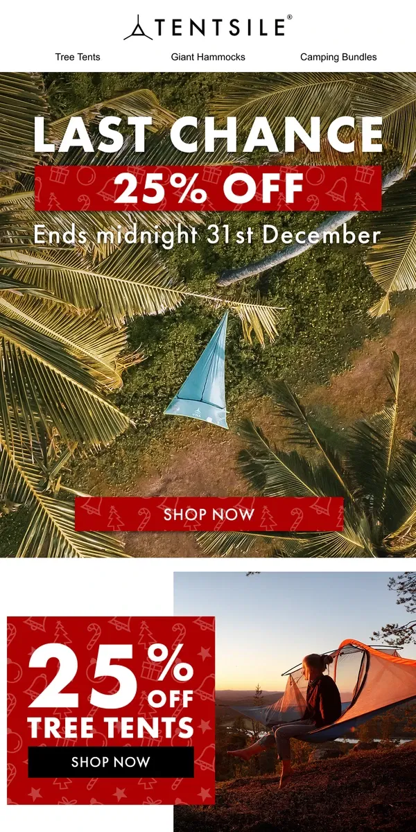 Email from Tentsile. Ends Tomorrow | 25% Off 🌲