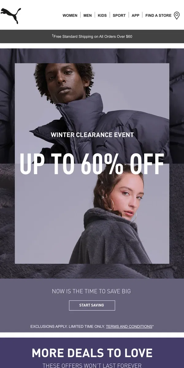 Email from Puma. Clear Your Schedule, Winter Clearance Is Here