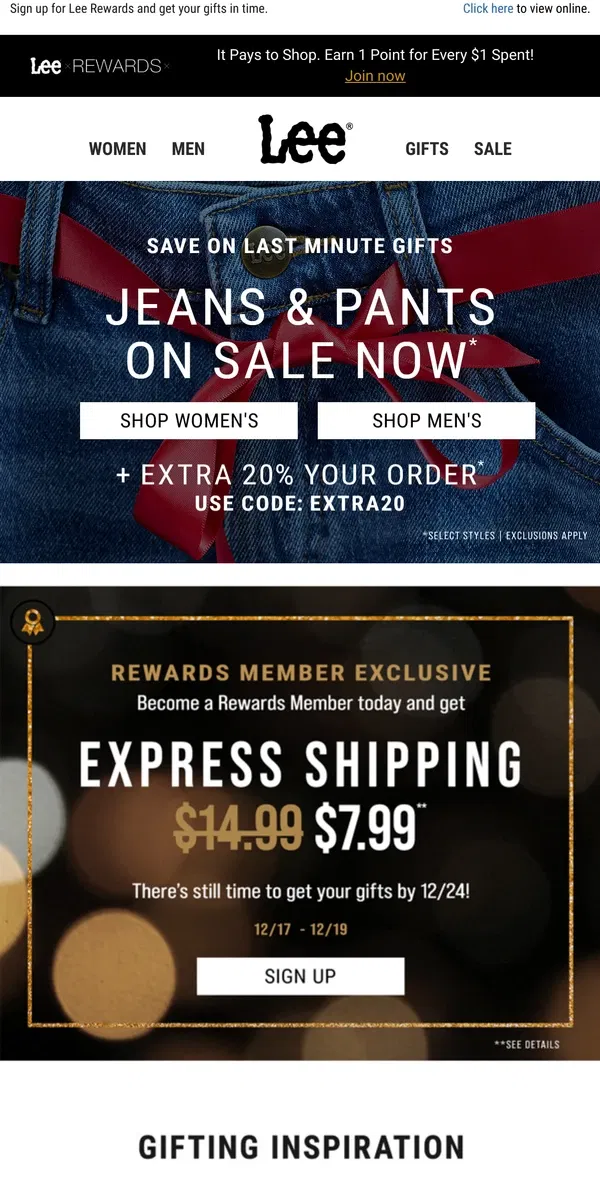 Email from Lee. Members Save on Express Shipping