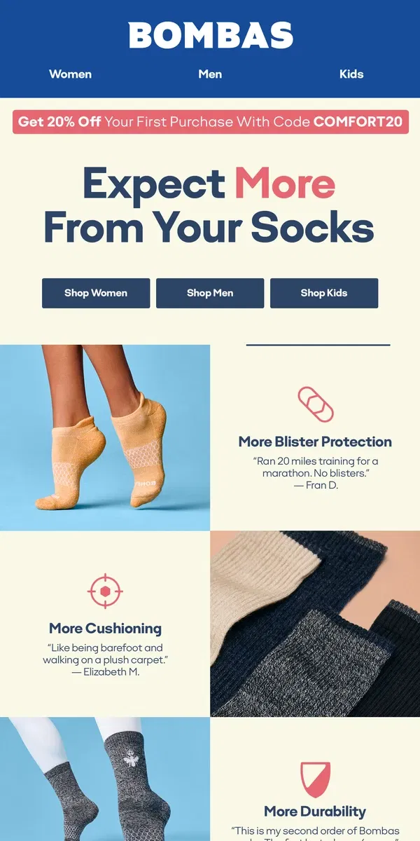 Email from Bombas. “I never knew I could love a sock.”