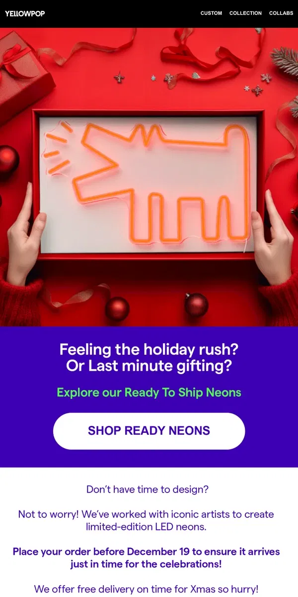 Email from Yellowpop. Last-Minute Gifting Made Easy