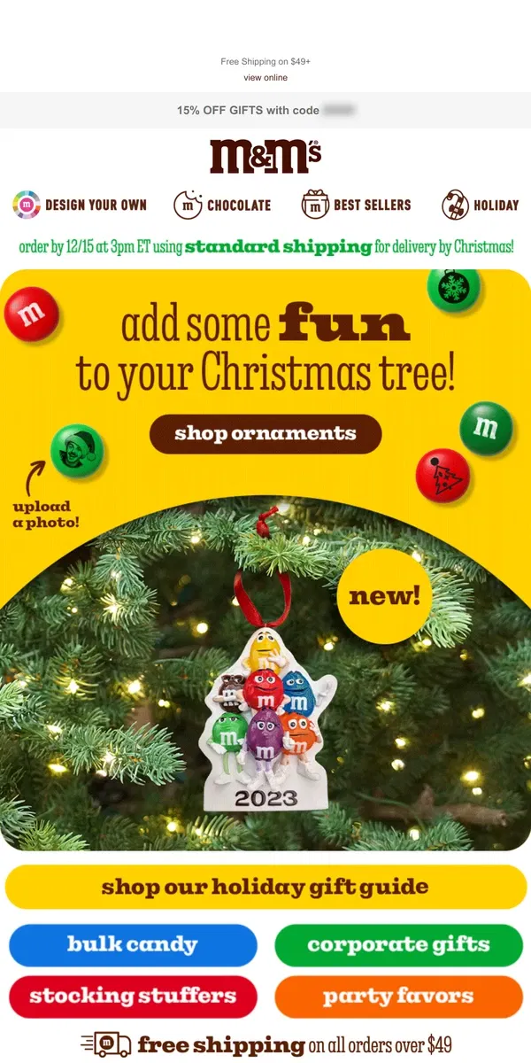 Email from M&M's. NEW Gifts, Ornament to Be!