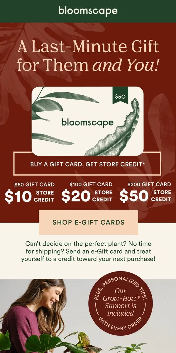 Email from Bloomscape. A Last-Minute Gift for Them and You!