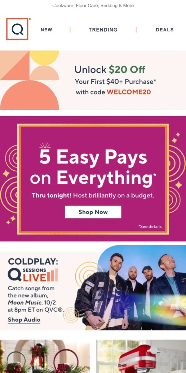 Email from QVC. Today Only: 5 Easy Pays on It All