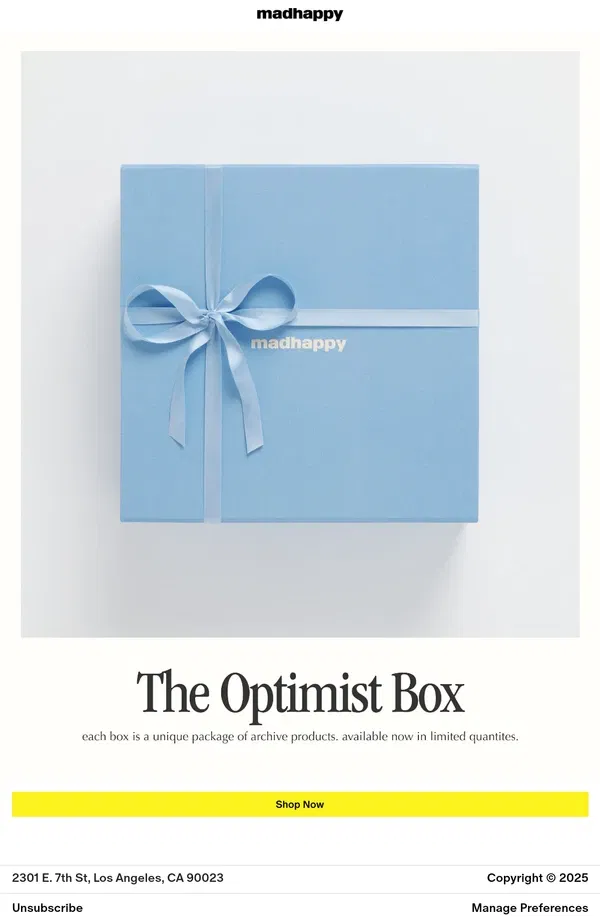 Email from Madhappy. The Optimist Box 🤍