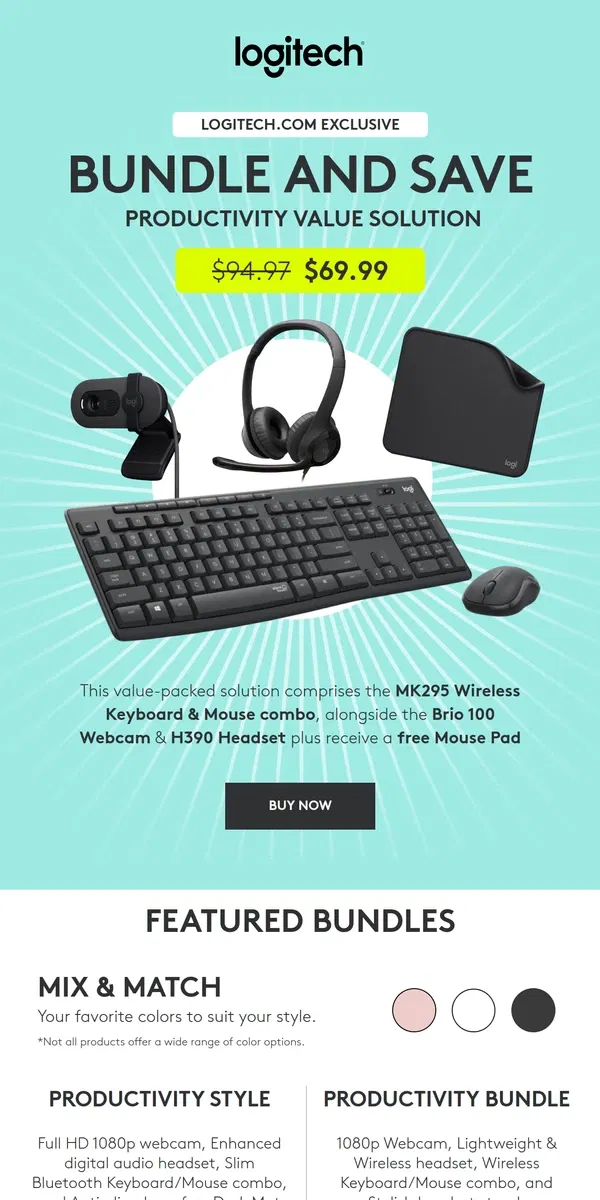 Email from Logitech. Boost your productivity with desktop solutions for all budgets