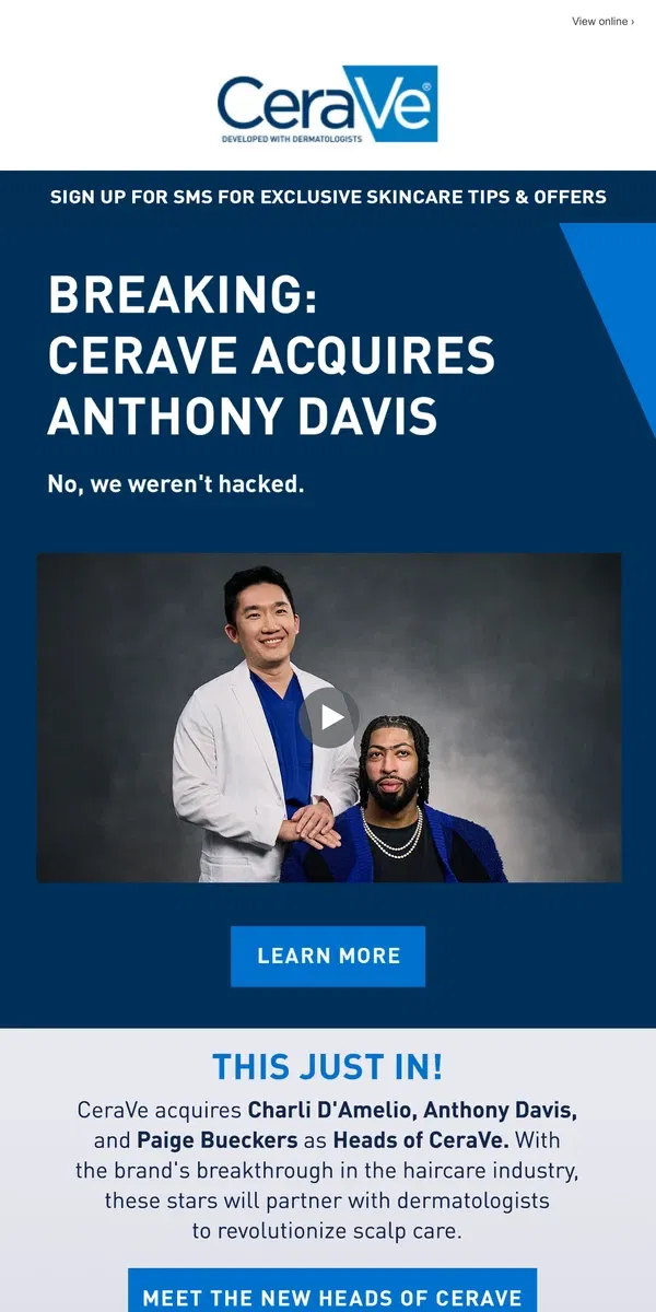 Email from CeraVe. Anthony Davis is Taking His Talents... to CeraVe?!