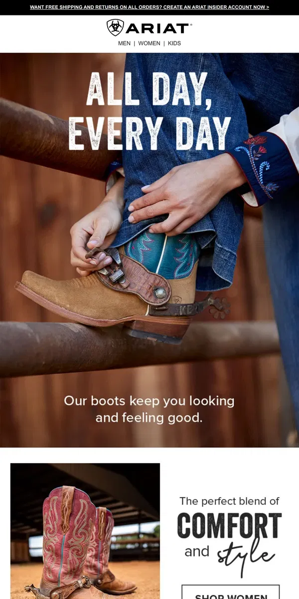 Email from Ariat. Step Up Your Boot Game