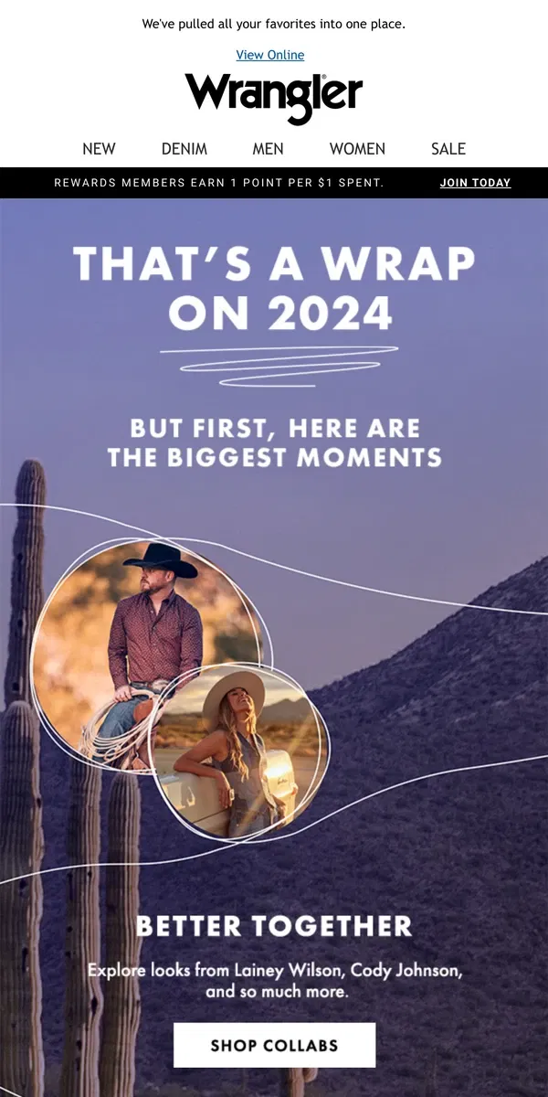 Email from Wrangler. Your 2024 year in Wreview