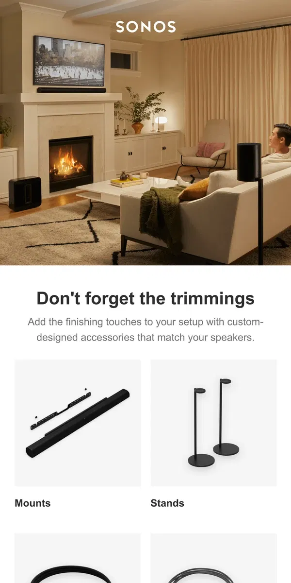 Email from Sonos. Simple ways to elevate your setup