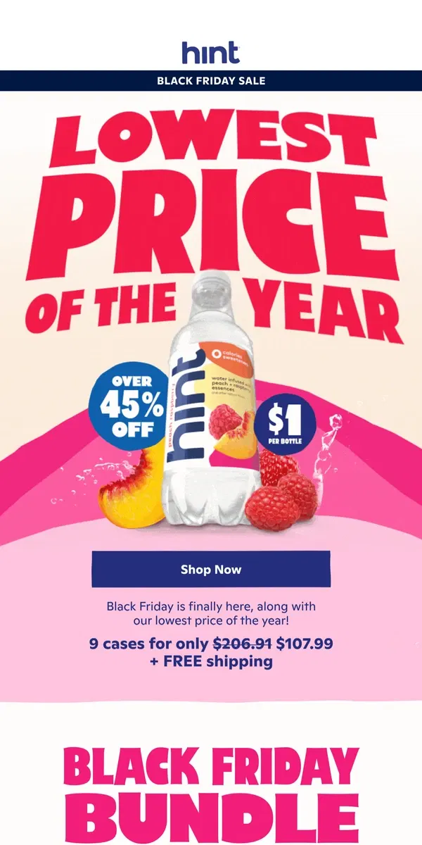 Email from Hint Water. The Biggest Sale of the year starts NOW