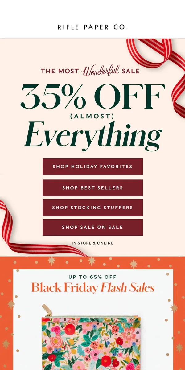 Email from Rifle Paper Co.. 35% Off (Almost) Everything: Black ✨ Friday ✨ Starts ✨ Now✨